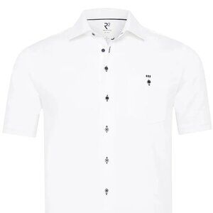 R2 Amsterdam White Textured Dobby Cotton Shirt